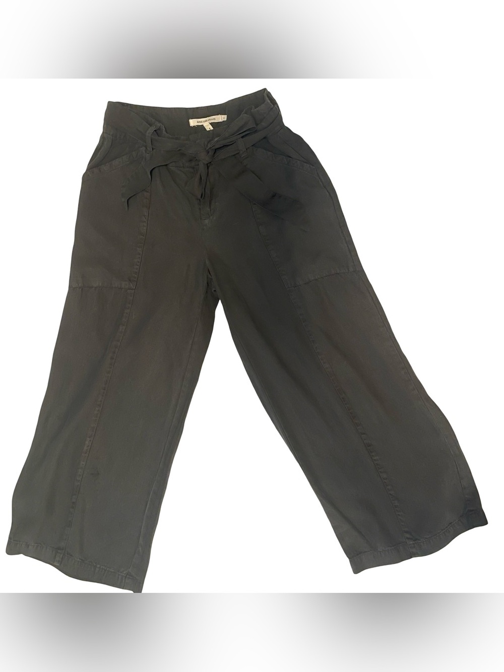 Avec Les Filles Black Wide-Leg Tie-Waist Pants